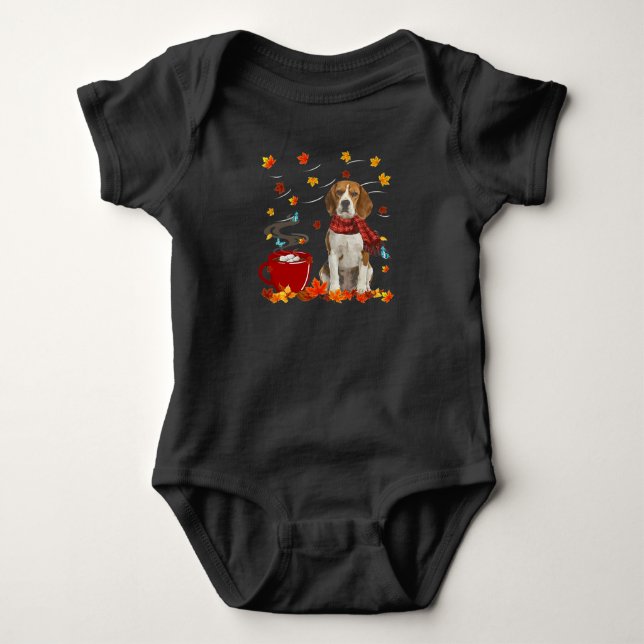 Body Para Bebé beagle dog  fall chocolate autumn lover (Anverso)