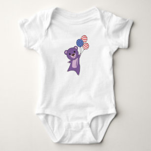 Body Para Bebé Bear Flies Balloons USA Up Sweet Animals Purple