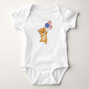 Body Para Bebé Bear Flies Balloons USA Up Sweet Animals Yellow