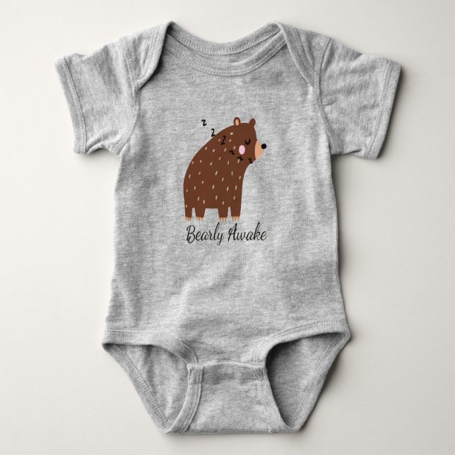 Body Para Bebé Bearly Awake divertido Cita lindo oso personalizad (Anverso)