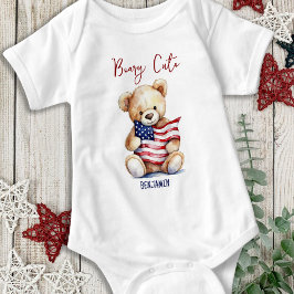 Body Para Bebé Beary Cute Patriotic Teddy Bear 4 de julio
