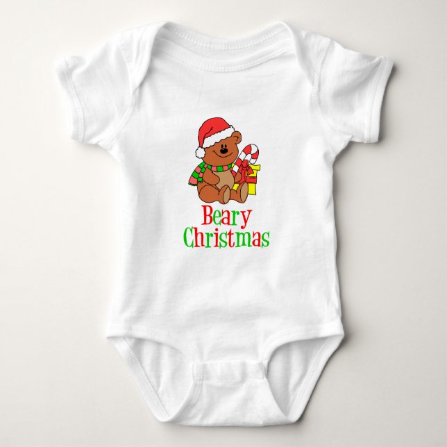 Body Para Bebé Beary Navidades Personalizado Bear (Anverso)