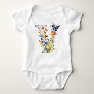 Body Para Bebé Beautiful Wildflower Butterfly Monogram