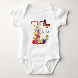 Body Para Bebé Beautiful Wildflower Butterfly Monogram