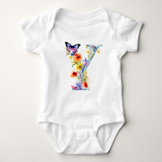 Body Para Bebé Beautiful Wildflower Butterfly Monogram