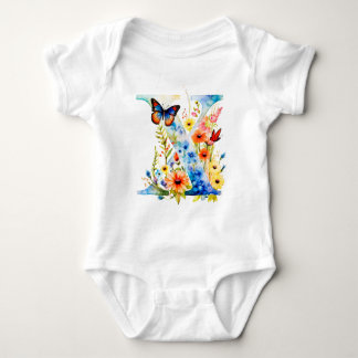 Body Para Bebé Beautiful Wildflower Butterfly Monogram