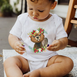 Body Para Bebé Beaver Woodland Animal Wreath | Baby Bodysuit