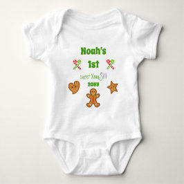 Body Para Bebé Bebé 11 dulce XmaS Gingerbread Pals Green Text