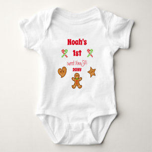 Body Para Bebé Bebé 1 dulce XmaS Gingerbread Pals Red Text