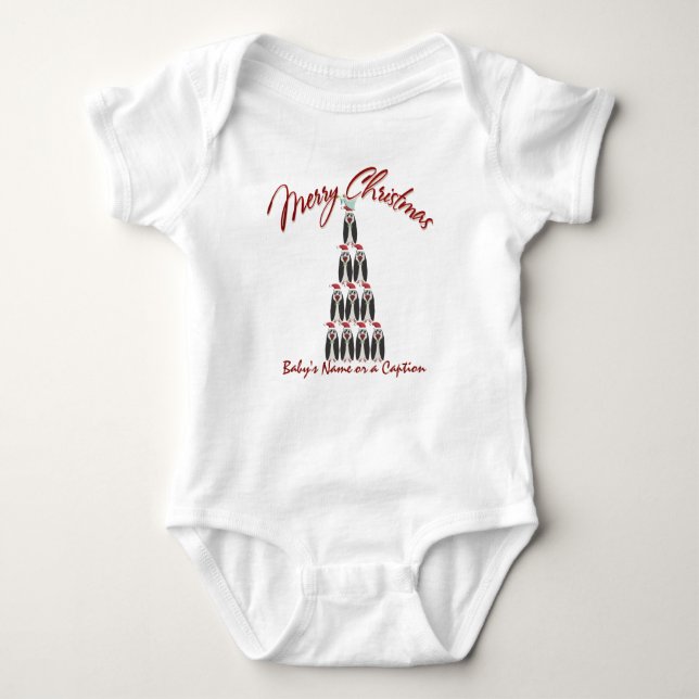 Body Para Bebé Bebé 1 Navidades - Árbol pingüino - Personalizado (Anverso)