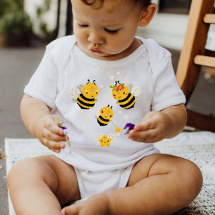 Body Para Bebé Bebé Abejas Amarillas Estrellas   Baby Bodysuit