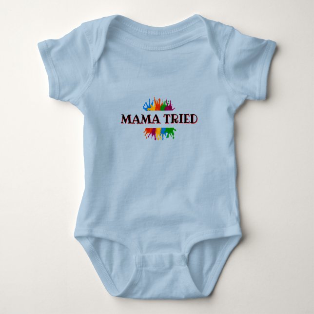 Body Para Bebé Bebé azul una pieza "mamá intentó" (Anverso)