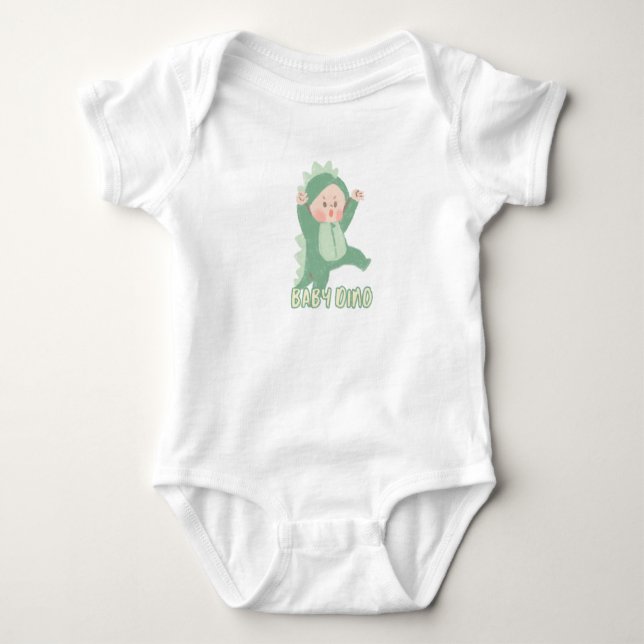 Body Para Bebé Bebé Bodysuit Green Simple Cupe Bebé Dino (Anverso)