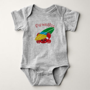 Body Para Bebé Bebe Cangrejo Lindo con Tabla de Surf Roja Persona
