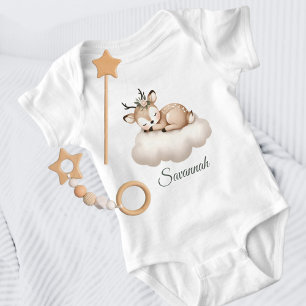 Body Para Bebé Bebé ciervo dormido lindo en la nube femenino