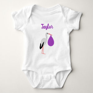 Body Para Bebé Bebé Cigueña Personalizado Nombre género neutro Mo