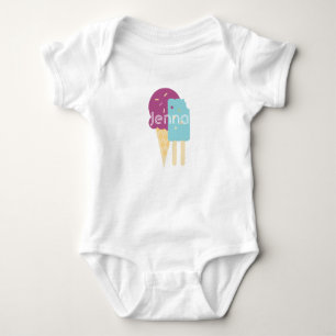 Body Para Bebé Bebé cono de helado personalizado con nombre