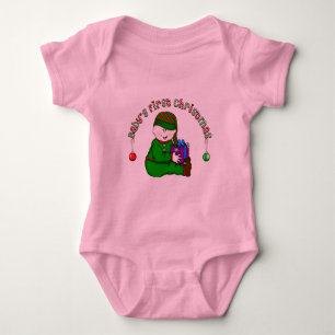 Body Para Bebé Bebé de Elfos Blancos Primer Navidad