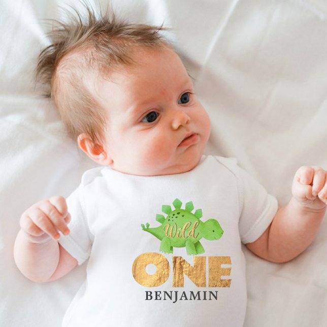 Body Para Bebé Bebé de primer cumpleaños de Dinosaurio WILD ONE p (Subido por el creador)