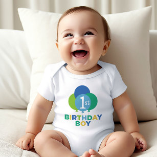 Body Para Bebé Bebé de primer cumpleaños moderno con globos verde