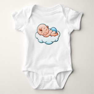Body Para Bebé Bebé Dormido Adorable en Nube Azul - Dulces Sueños