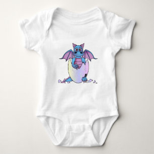 Body Para Bebé Bebé Dragón Cute en Huevo Crackeado - Azul / Púrpu