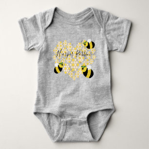 Body Para Bebé Bebé dulce Abeja Corazón de Honeycomb con nombre