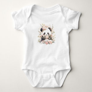 Body Para Bebé Bebé dulce Panda Bear Cub con flores