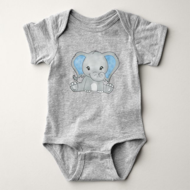 Body Para Bebé Bebé Elefante Azul Adorable con Orejas (Anverso)