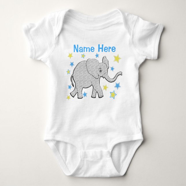 Body Para Bebé Bebé elefante perSONALIZADO para niños (Anverso)