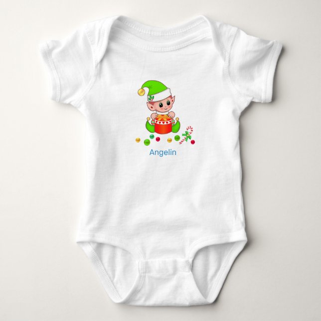 Body Para Bebé Bebe Elfo de Navidad Lindo & Confeti (Anverso)