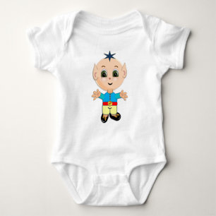 Body Para Bebé Bebé elfo lindo y feliz con ropa azul y amarilla
