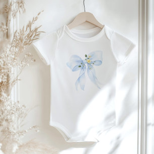 Body Para Bebé Bebé en Bloom Floral Blue bow Baby Shower
