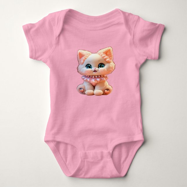 Body Para Bebé Bebê gatinho de pérola 3D fofo (Anverso)