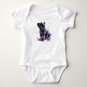 Body Para Bebé Bebé Gato Gato Negro Pantera Cubo con Flores