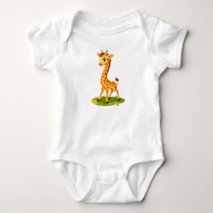 Body Para Bebé Bebé jirafa linda en césped Cartoon-96023