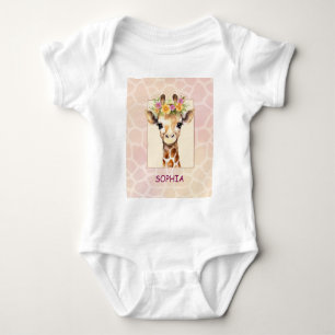 Body Para Bebé Bebé Jirafa Sweet Safari en Rosa y Amarillo