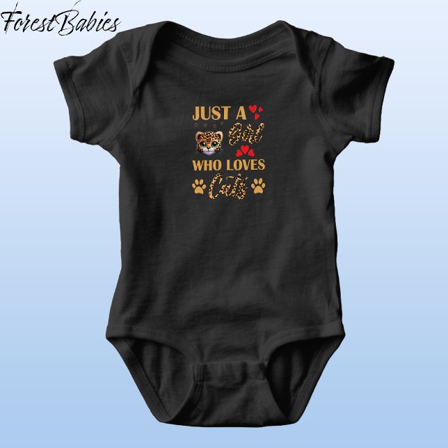 Body Para Bebé Bebé Leopardo Estampado Animal Niña Que Ama Gatos, (Cute Leopard Kitten, Wild Kitty, Feline Animal Print Font, Just A Girl Who Loves Cats T-shirt 🐆)