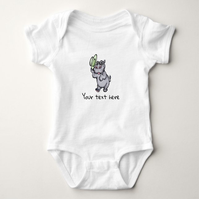 Body Para Bebé Bebé lindo Hippo Green add Name Unisex (Anverso)