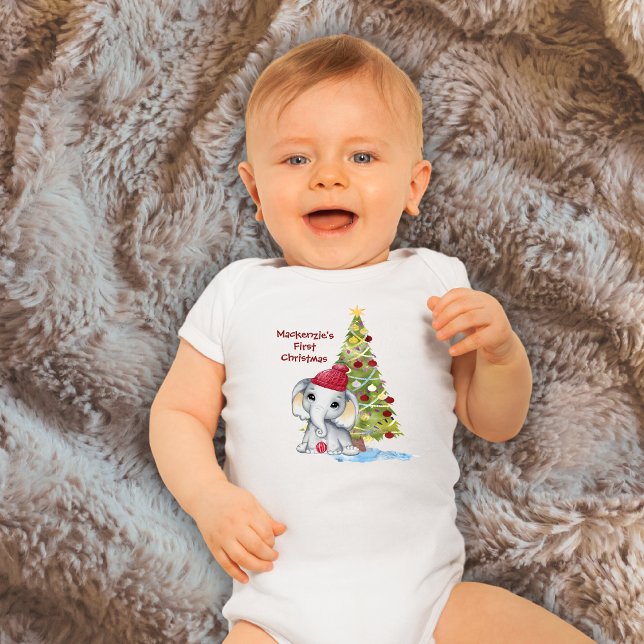 Body Para Bebé Bebé lindo nombre elefante de Navidad (Subido por el creador)