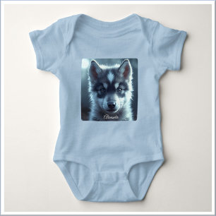 Body Para Bebé Bebé lobo adorable a la luz de la luna