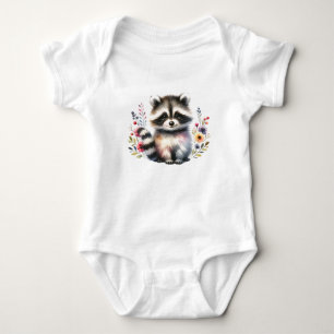 Body Para Bebé Bebé Mapache Adorable con Flores