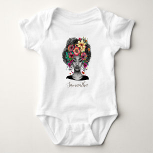 Body Para Bebé Bebé mujer afro elegante floral