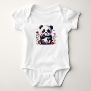 Body Para Bebé Bebé Panda Adorable con Flores Animal Adorable