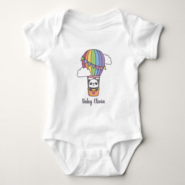Body Para Bebé Bebé Panda Adorable En Globo Aerostático (Anverso)