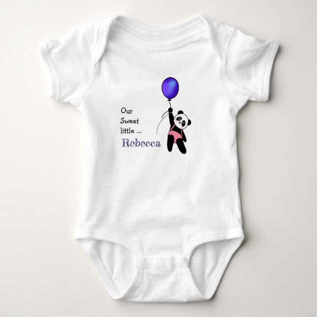 Body Para Bebé Bebé Panda Adorable y Bonito con Globo Azul  (Anverso)