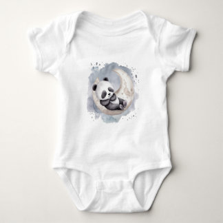 Body Para Bebé Bebé Panda Luna Creciente Acuarela Durmiendo