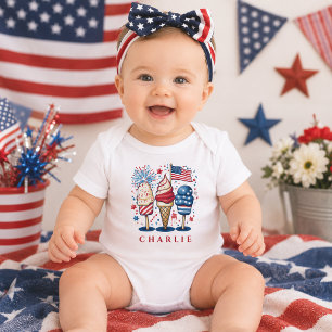 Body Para Bebé Bebé Personalizado con Paletas Patrióticas Moderna