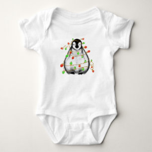 Body Para Bebé Bebé pingüino de Navidad luces rojas verdes de fie