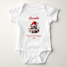 Body Para Bebé Bebé primera Navidad personalizada de Mapache lind